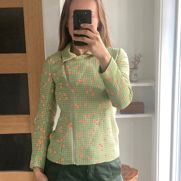 JONATHAN SAUNDERS neon checked moto jacket size 38 - Picture 14 of 14